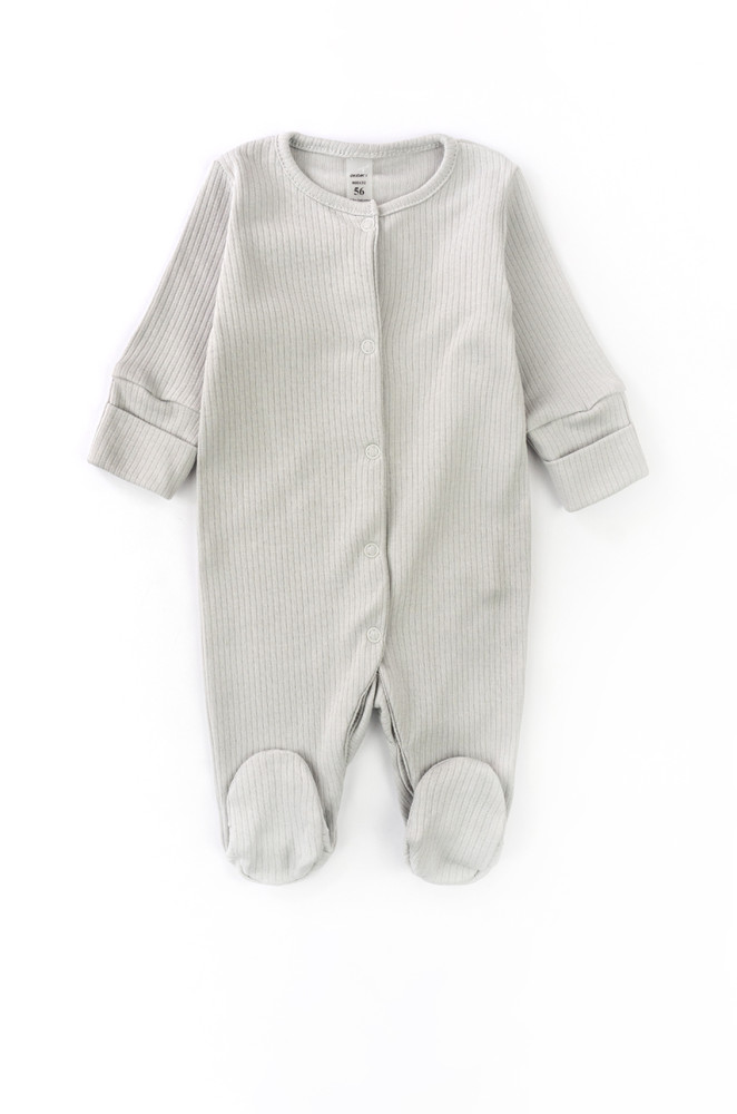 Solid Color Porto Textured Fabric Baby Sleepsuit with Snaps for Newborns