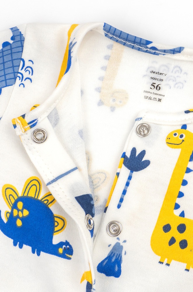 Хлопковый человечек для новорожденного с динозаврами