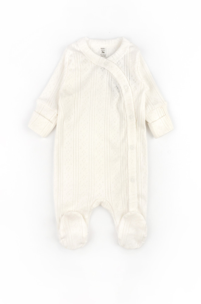 Solid Color Openwork Baby Romper with Snap Buttons