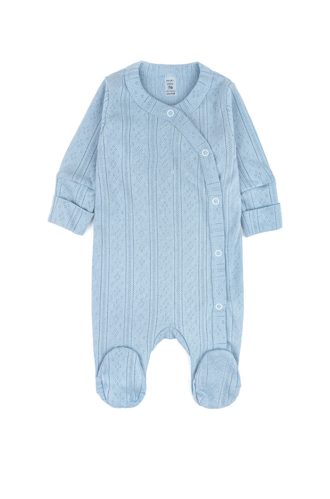 Solid Color Perforated Fabric Baby Sleepsuit with Snaps