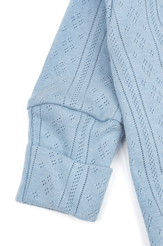 Solid Color Perforated Fabric Baby Sleepsuit with Snaps