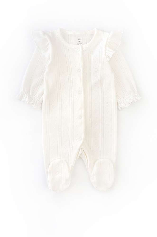 Baby Girl Discharge Set: Lace Ribbed Jumpsuit and Hat