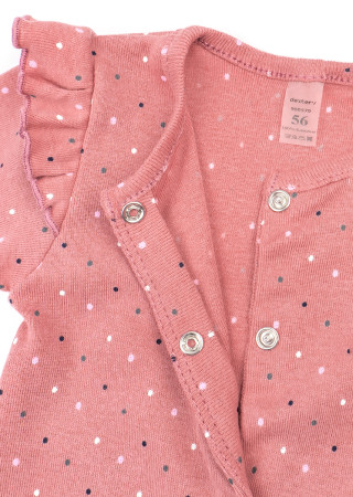 Детский хлопковый комбинезон для девочки в горошек + шапочка с бантом