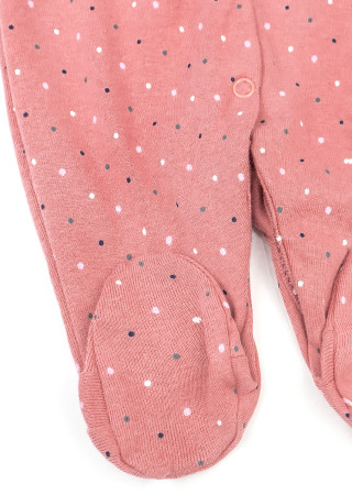 Детский хлопковый комбинезон для девочки в горошек + шапочка с бантом