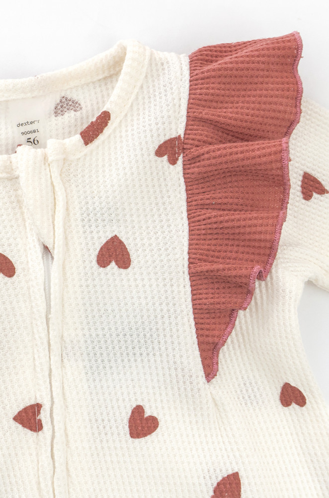 Infant Zipper Romper with Headband – Heart Print