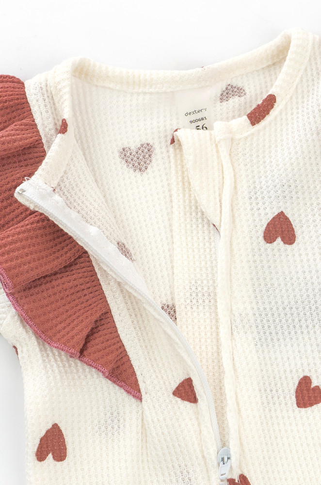 Infant Zipper Romper with Headband – Heart Print