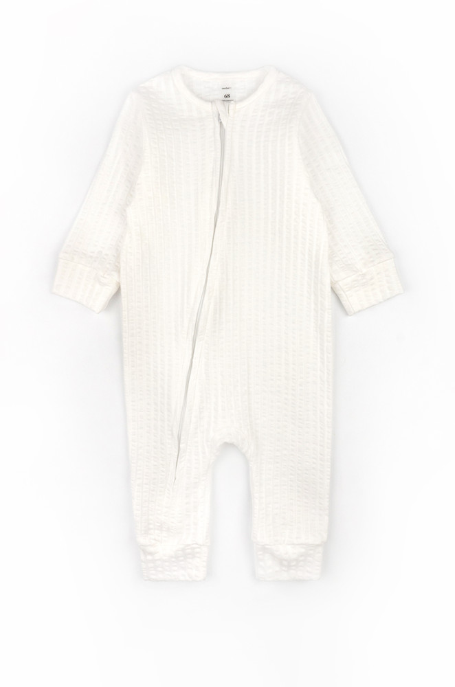 Solid Color Baby Sleeper with Zipper and Open Feet Interlock
