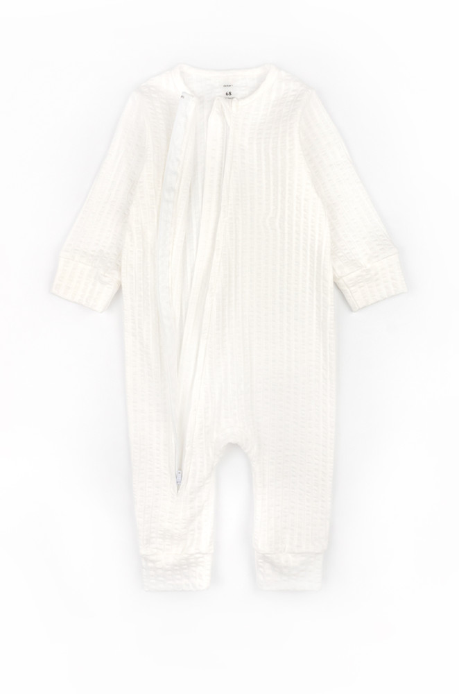 Solid Color Baby Sleeper with Zipper and Open Feet Interlock