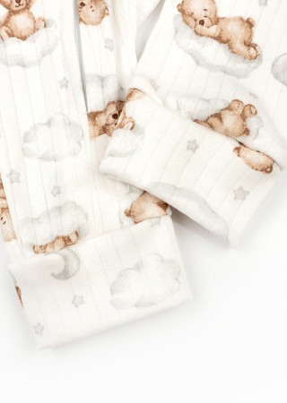 Cotton Baby Romper with Zipper and Open Legs Bear on a Cloud