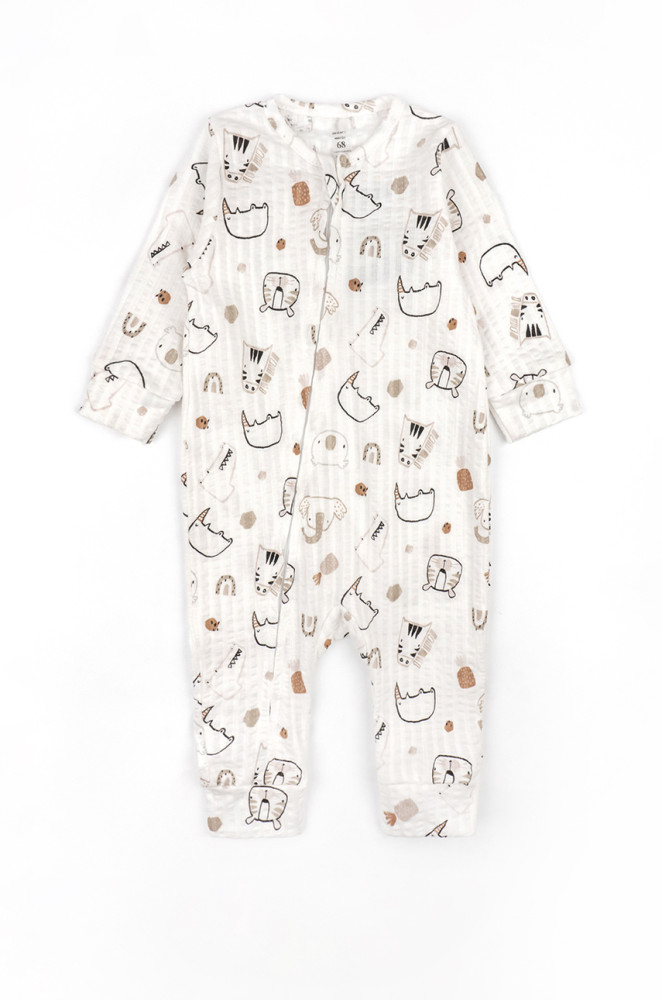 Baby Zip Sleepsuit Rhino with Open Feet