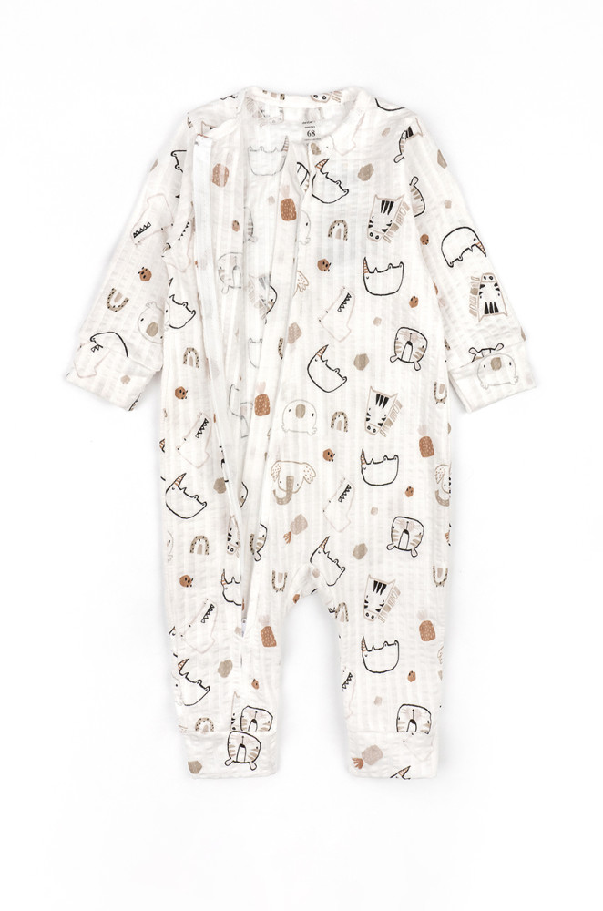 Baby Zip Sleepsuit Rhino with Open Feet