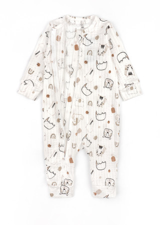 Baby Zip Sleepsuit Rhino with Open Feet