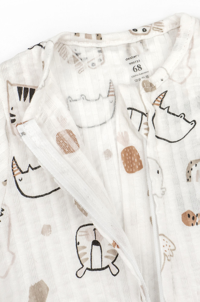 Baby Zip Sleepsuit Rhino with Open Feet