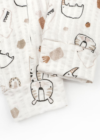 Baby Zip Sleepsuit Rhino with Open Feet