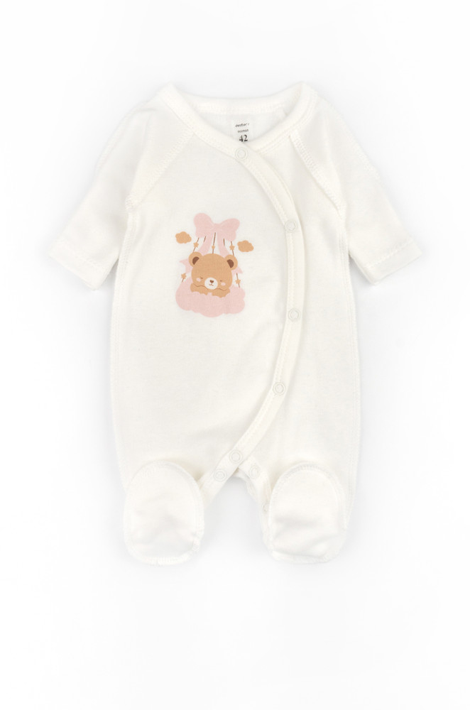 Bawełniany pajacyk ze stopkami dla wcześniaków Teddy Basket