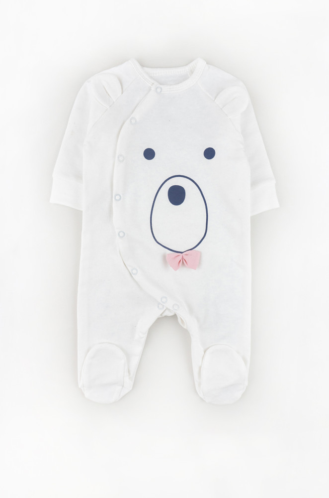 Детский слип с закрытыми ножками на кнопках с аппликацией Медвежонок