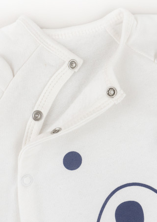 Soft Cotton Baby Sleepsuit with Bear Appliqué and Snap Closure