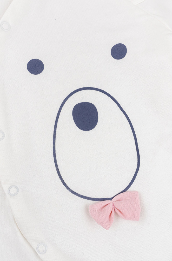 Детский слип с закрытыми ножками на кнопках с аппликацией Медвежонок