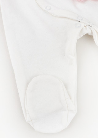 Soft Cotton Baby Sleepsuit with Bear Appliqué and Snap Closure