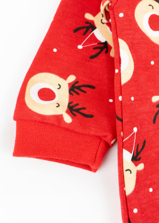Fleece baby sleepsuit with reindeer print