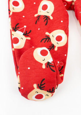 Fleece baby sleepsuit with reindeer print