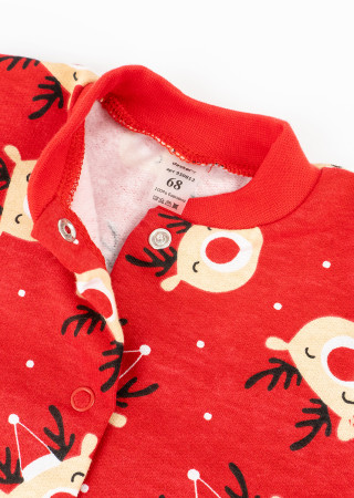 Fleece baby sleepsuit with reindeer print