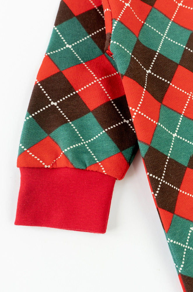 Baby romper with fleece lining and zip – Scotland checkered