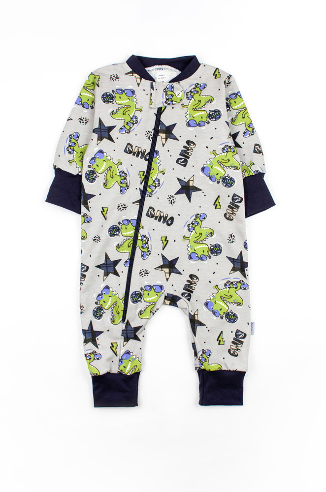 Fleece‑Lined Baby Romper with Zipper and Open Legs