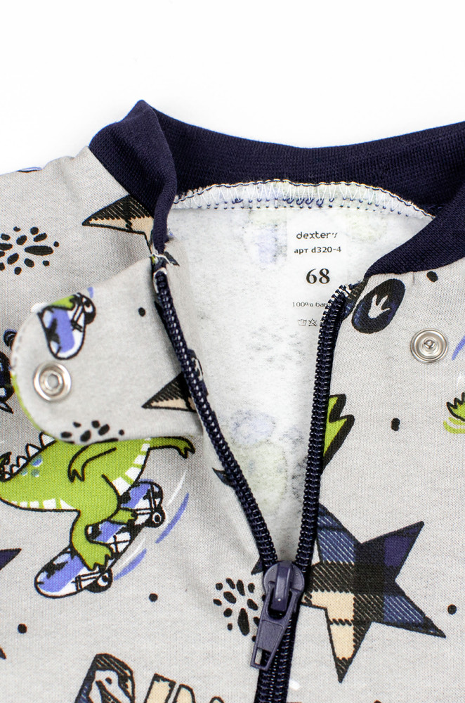 Fleece‑Lined Baby Romper with Zipper and Open Legs