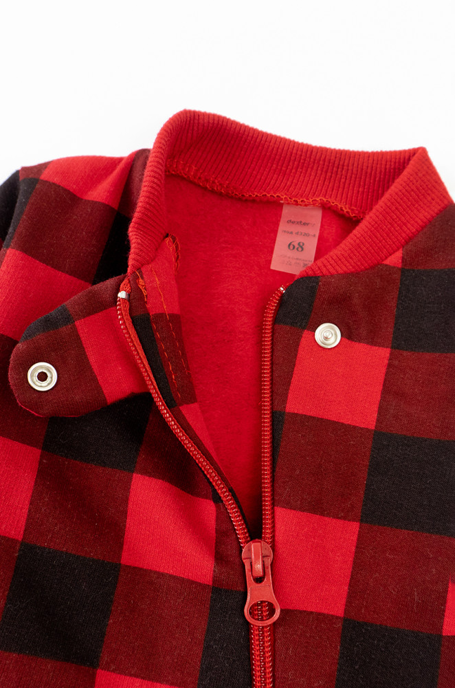 Натільний ромпер на блискавці з начісом у клітинку Plaid