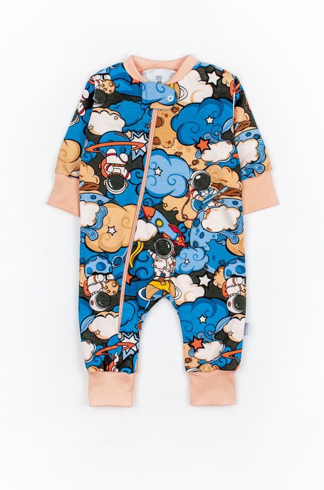 Натільний ромпер з начосом на блискавці з космічним принтом