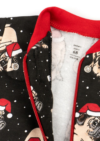 Dziecięcy śpioch na zamek z nadrukiem Christmas pug