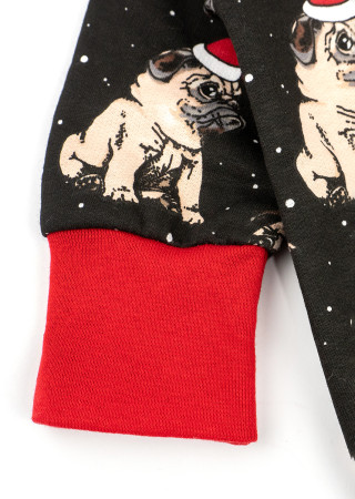 Dziecięcy śpioch na zamek z nadrukiem Christmas pug