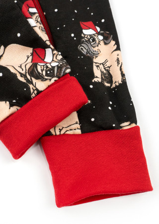 Dziecięcy śpioch na zamek z nadrukiem Christmas pug