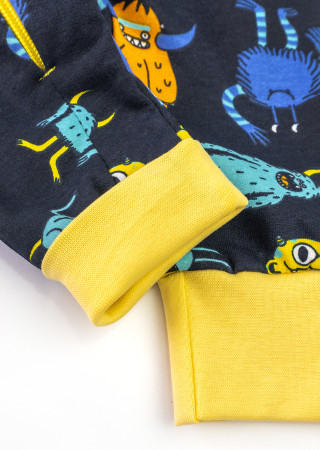 Baby Romper with Open Feet and Zipper – Monster Print
