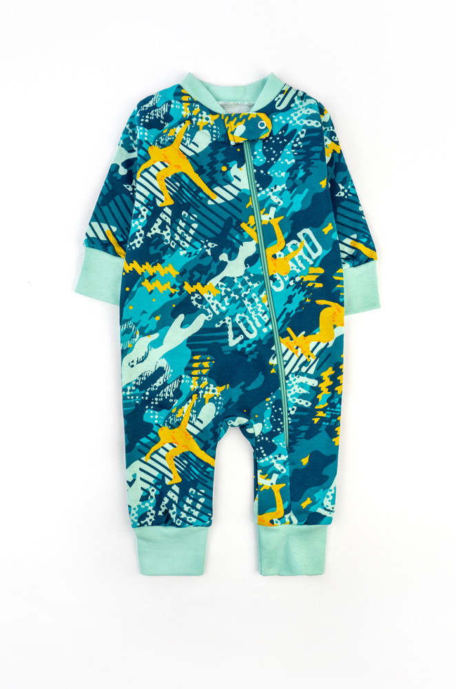 Baby Sleepsuit with Brushed Cotton and Abstract Print – Zipper Closure