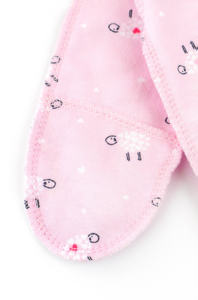 Fleece Cotton Baby Girl Romper with External Seams – Lamb Print