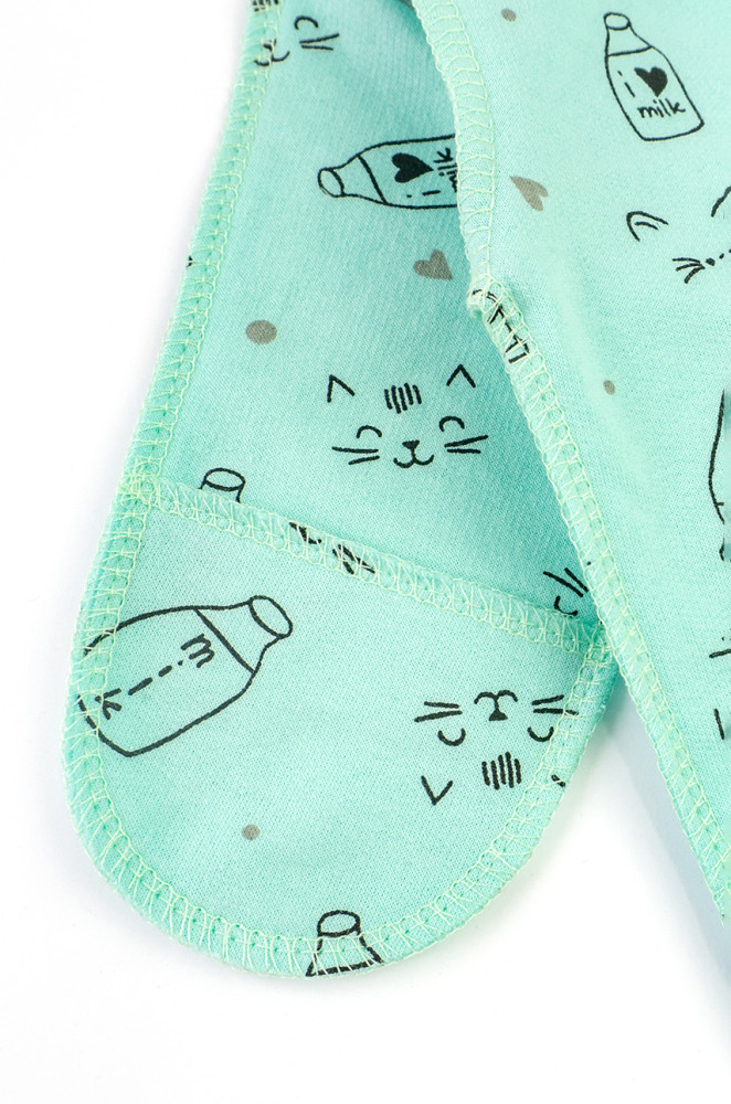 Newborn Sleepsuit Milk with Fleece, External Seams and Bottle Print