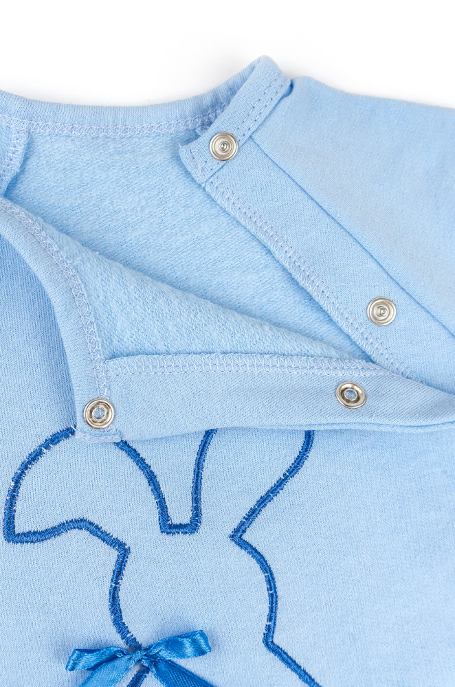 Fleece-Lined Baby Sleepsuit with Bunny Embroidery