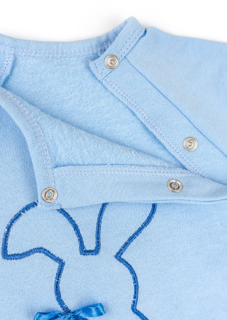Warm baby sleepsuit with bunny embroidery