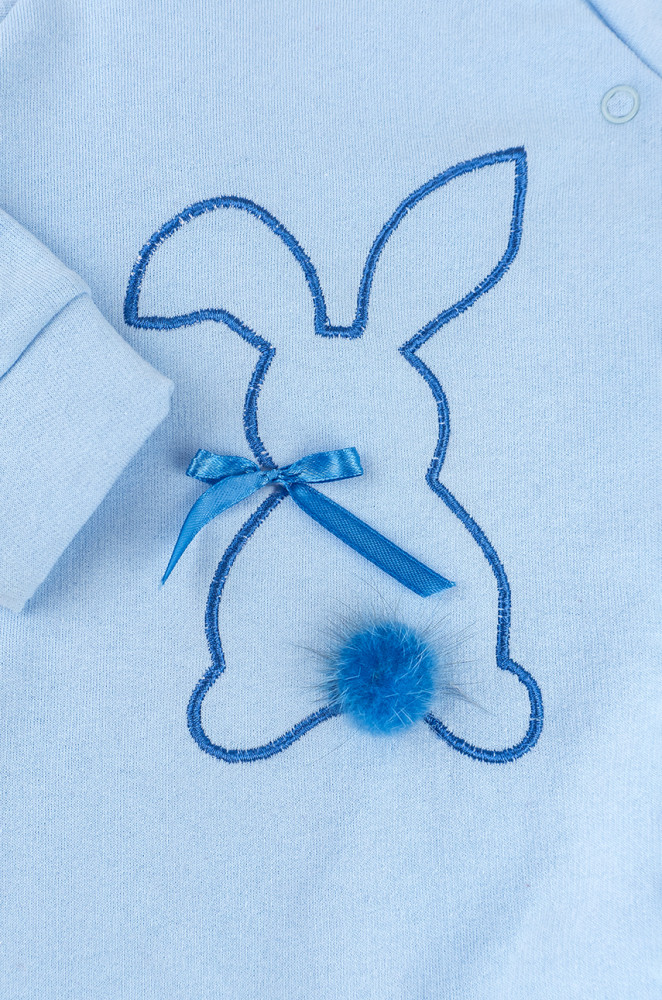 Fleece-Lined Baby Sleepsuit with Bunny Embroidery