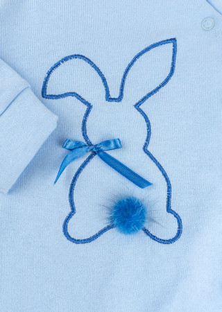 Warm baby sleepsuit with bunny embroidery