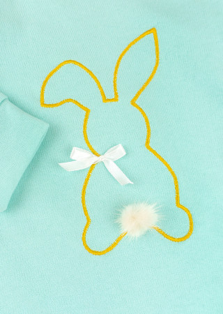 Ciepły rampers bawełniany z meszkiem i haftem króliczka Bunny