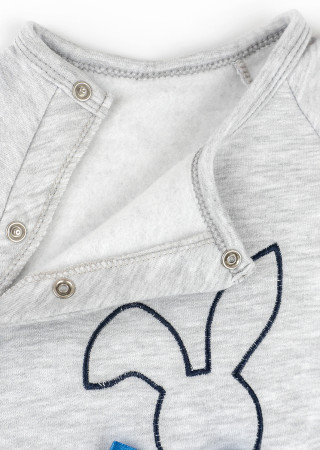 Ciepły rampers niemowlęcy z haftem Bunny i zakrytymi stópkami