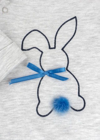 Ciepły rampers niemowlęcy z haftem Bunny i zakrytymi stópkami