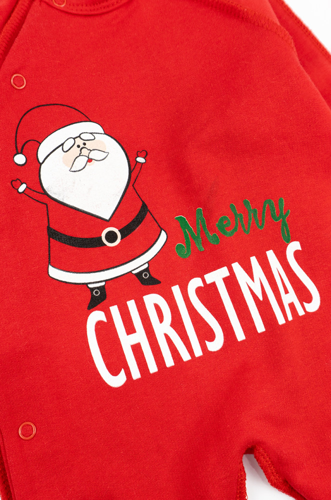 Чоловічок ясельний з начосом новорічний з принтом Санти шви назовні