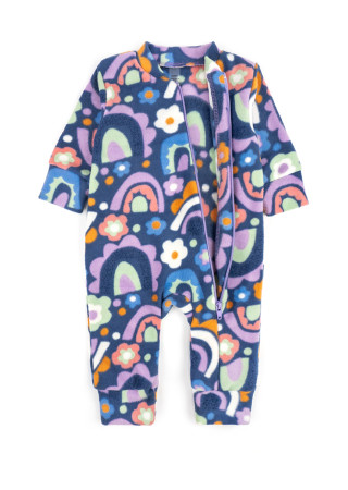 Флисовый детский комбинезон с цветочным принтом