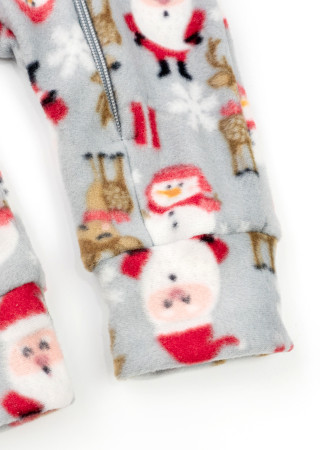 Fleece jumpsuit with Christmas print and zipper