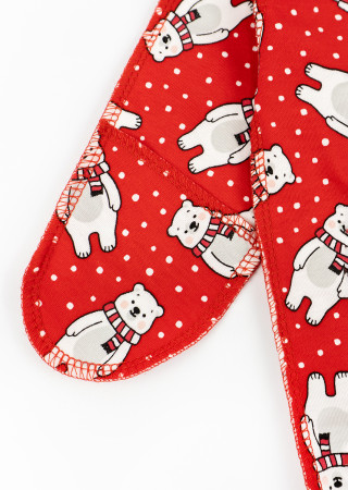 Baby interlock romper with festive Bears print