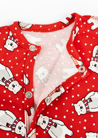 Baby interlock romper with festive Bears print